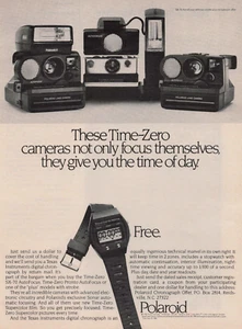 1981 Vintage Print Ad Polaroid These Time-Zero Kameras Texas Instruments Uhr - Bild 1 von 2