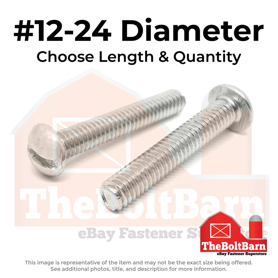 #12-24 Stainless Slotted Round Head Machine Screws (Choose Length & Qty) - Image 1 of 1