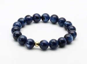 Kyanit Armband blaue Disthen Kugeln 11mm auf Schmuckgummi 20 cm lang - Picture 1 of 2