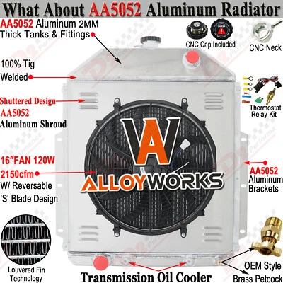 Ventilador de cubierta de radiador de 4 filas para motor Ford F1 F2 F3 F4 1950 camioneta Ford 1942-1952 Foto 1 de 4