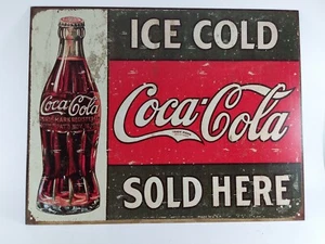 Cola Coca Cola Metall Blechschild Reproduktion 1916 eiskalt 1299 16 Zoll x 13 - Bild 1 von 2