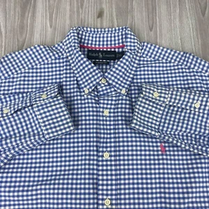Ralph Lauren Men's XL Blue White Gingham Check Classic Fit Button Down Shirt - Picture 1 of 12