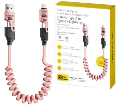 4in1 USB Type-C Cable 6ft Data Cord Super Fast Charging Cable For iPhone Samsung - Image 1 of 2