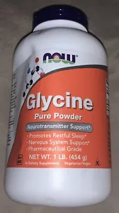 Now Foods Glycine Pure Powder 1 lb 454 g GMP Vegan Vegetarian Exp 07/2026 - Picture 1 of 4