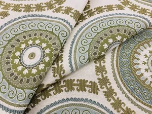 Kravet Light Blue Green Suzani Medallion Heavy Uphol Fabric 6.25 yds 31371-315 - Picture 1 of 4
