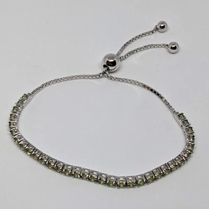QVC Peridot Gemstone Sterling Silver Adjustable Tennis Bracelet, 3.30 cttw, New - Picture 1 of 9