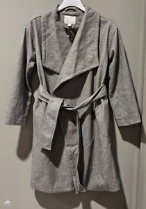 A New Day Women's XS Heather Brown Knee Length Knit Wrap Coat w/ Fabric Belt - Picture 1 of 11