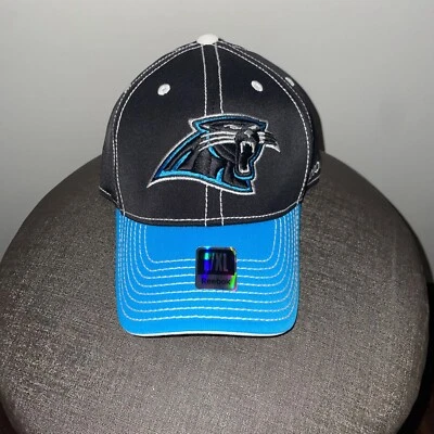 Boné Carolina Panthers Reebok preto e azul ajustado tamanho grande/XL novo sem etiquetas - Imagem 1 de 4