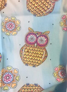 Owl Fabric Mandala Tango Blank Quilting 20”x44” Quilt 100% Cotton Beautiful - Picture 1 of 2