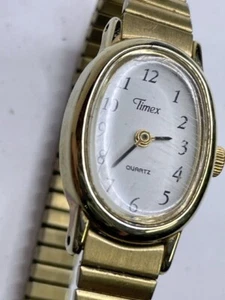 Lady Timex Cavatina Quarzuhr 18mm goldfarben oval Zifferblatt Stretch neue Batterie👀 - Bild 1 von 5