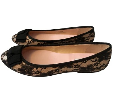 Isaac Mizrahi Negro Encaje Brit 2 Arco Ballet Pisos NUEVO 9 M Foto 1 de 4