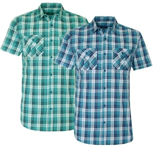 Camisa Para Hombres Manga Corta Cuadros Calce Ajustado 100% Algodón Informal Verano Ex Tienda M - 3XL - Imagen 1 de 6