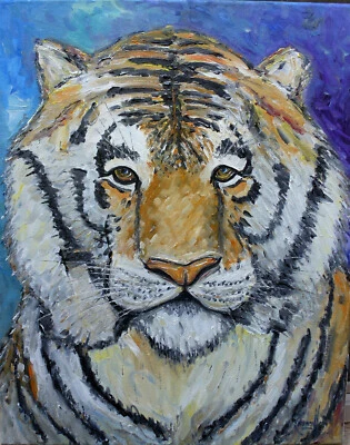 SCRAPPY THE TIGER nuevo felino exótico gran gato 16x20 lienzo pintura al óleo Crowell  Foto 1 de 4
