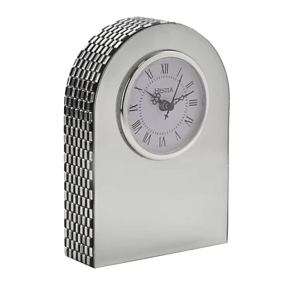 Arched Mirror Glass Mantel Clock with Roman Numerals - Image 1 of 4