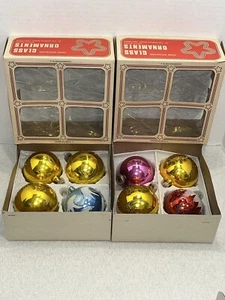 8 Vintage Glitter Mica Stenciled Glass Christmas Ornaments 3" Bronson Poland Lot - Picture 1 of 12