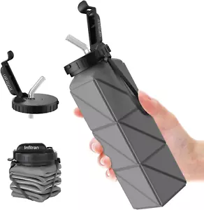 Collapsible Water Bottles,Bpa-Free Silicone Foldable Water Bottle Cup with Straw - Picture 1 of 12