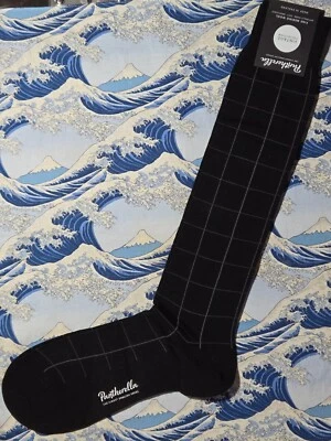 Pantherella Mens Merino Wool English Long Socks Check Black UK 7.5-9.5 41-44 £22 - Image 1 of 4