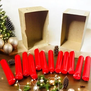 Caja De 12 Velas De Cera Timbre Ángel Vacacional Rojo Corto De Colección - Imagen 1 de 6