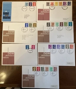 SALE gb 1973/82 Machins stamps 7 first day covers (lot Box 3/9) - Picture 1 of 8