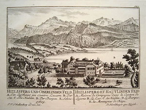 Hitzlisberg Vierwaldstättersee Luzern Schweiz Kupferstich Herrliberger 1758 - Bild 1 von 1