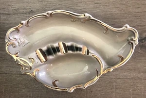 Vintage Lefton Aschenbecher Hollywood Regency #3357 grau Goldrand Made in Japan - Bild 1 von 7