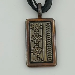 Copper Pendant Heavy Gauge Sterling Inlay Navajo Native American R. Secatero - Picture 1 of 3