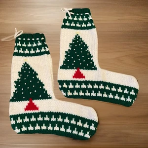 Calza natalizia lavorata a mano albero di natale fatta in casa - Foto 1 di 9