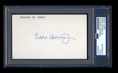 EDDIE COLLINS JR SIGNED MINT INDEX CARD PSA/DNA AUTOGRAPH PHILADELPHIA ATHLETICS - Image 1 of 2