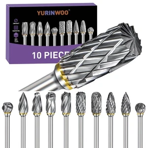 10Pcs Carbide Burr Set Compatible with Dremel Rotary Tool with 1/8" Shank Met... - Picture 1 of 6
