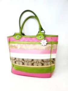 Coach Bleecker Tote F14726 Daisy Multicolor Patchwork Jacquard Leather Stripes - Picture 1 of 18
