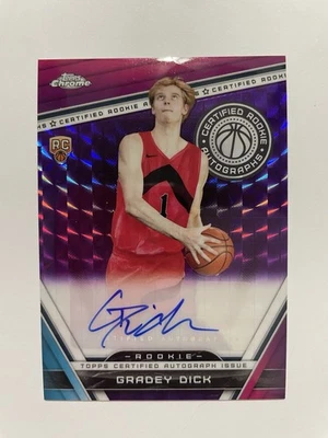 2023 TOPPS CHROME GRADEY DICK PURPLE GEOMETRIC REFRACTOR AUTO Rookie Autograph - Image 1 of 4