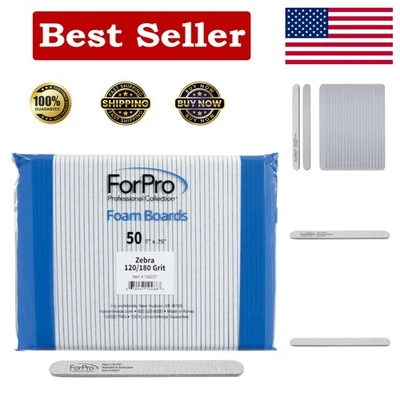Lima de uñas de doble cara ForPro Zebra, grano 120/180, 50 unidades para uñas impecables Foto 1 de 4