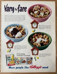 Vintage 50's KELLOGG’S Corn Flakes CEREAL LARGE 1954 ADVERT SERVING SUGGESTIONS - Bild 1 von 2