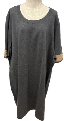Liz Claiborne Knit Sweater Dress Heather Gray Short Sleeve Midi New Women's 5X - Image 1 of 4