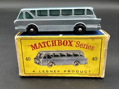 Vintage Lesney Matchbox #40 LONG DISTANCE COACH LIGHT BLUE Original Box COMPLETE - Image 1 of 4