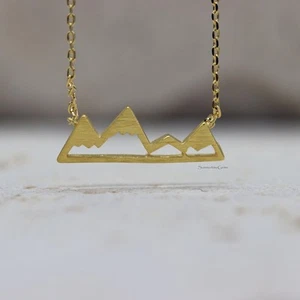 STG 18K Gold Plated Mountain Cutout Pendant Necklace - Picture 1 of 5