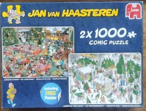 Due puzzle a fumetti 1000 pezzi di Jumbo "Cena di Natale e mercatino di Natale" - Foto 1 di 3