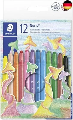 STAEDTLER 221 NWP12 - Noris Club Wachs-Twister, Wachs-Malstifte, 12 brillante