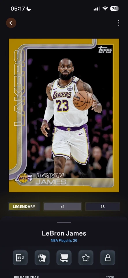TOPPS NBA COLLECT Digital LEBRON JAMES Gold Base Legendary /50 - Image 1 of 1