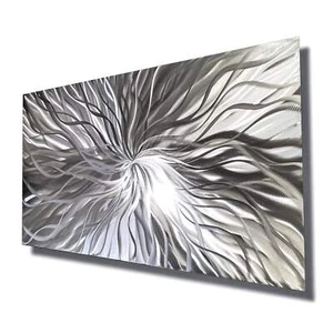 Silver Metal Wall Art – Handmade Modern Abstract Sculpture in Alloy - Picture 1 of 9