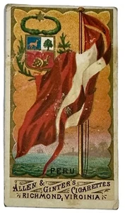 1887 N9 Allen & Ginter’s Flags Of All Nations Allen & Ginter Peru Tobacco - Picture 1 of 3