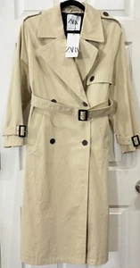 NWT ZARA WOMENS TRENCH COAT TAN BROWN CAMEL SIZE Small Belted - Picture 1 of 4