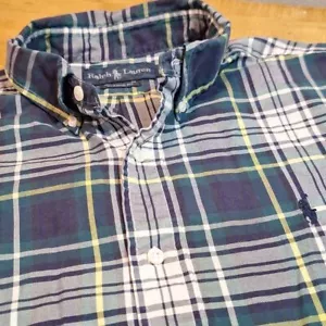 Polo Ralph Lauren Vintage Calce Clásico A Cuadros Manga Larga Con Botones Mediano Años 90 - Imagen 1 de 9