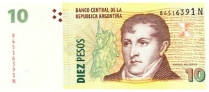 Billete de banco Argentina de $10 pesos convertibilidad como nuevo funda de plástico - Imagen 1 de 2