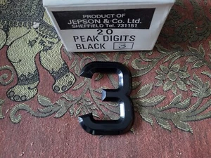 NUMBER PLATE LETTER 3 - BLACK BEVEL RAISED PLASTIC GENUINE JEPSON - CLASSIC CAR - Picture 1 of 1