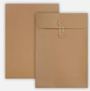 C4 Size Quality String & Washer Envelopes Button Tie Brown Manilla - Picture 1 of 6