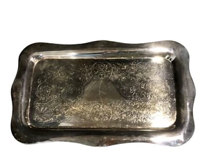 Vintage Taunton Sheridan verziertes Silber auf Kupfer Tablett 10x6 rechteckig - Bild 1 von 3