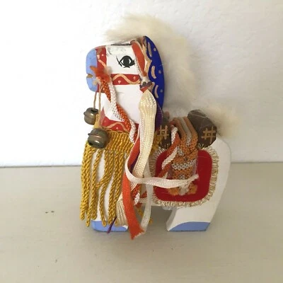 Japanese Chagu Chagu Umakko Wooden Horse Doll Traditional Festival Folk Art Toy - Image 1 of 4