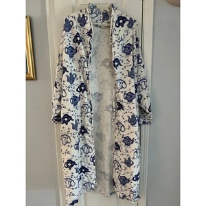 Bata floral Victoria's Secret para mujer talla única blanca azul manga larga ropa de salón - Imagen 1 de 21