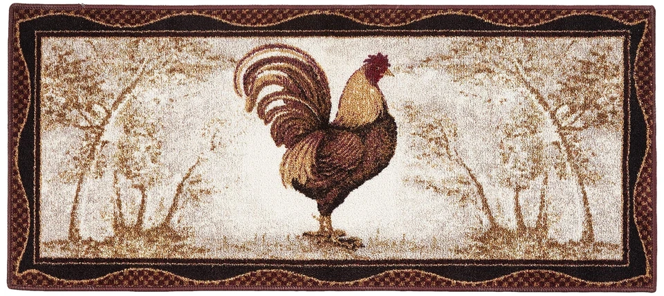 Brumlow Mills Tall Rooster Kitchen Rug 20in by 44in Brick
